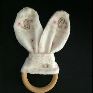 Handmade Natural Wooden Bunny Ears Teething Ring🐰